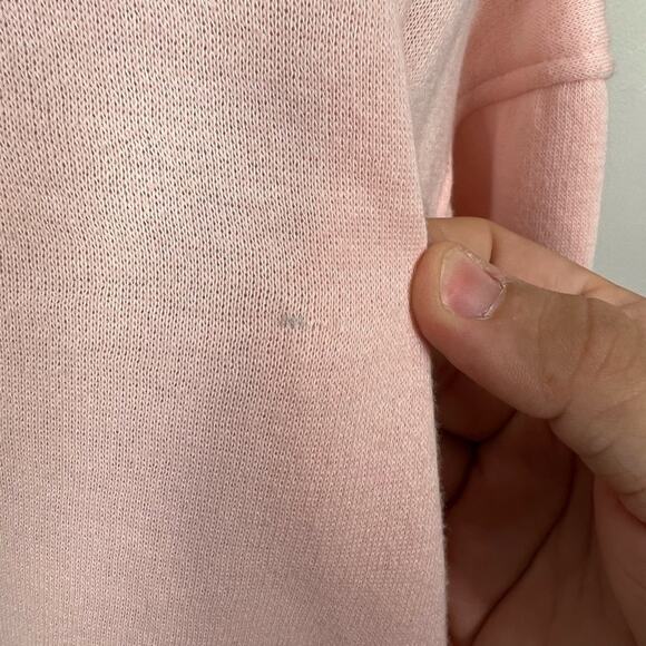 Vintage Grannycore pink fleece lined sweater w/ fake collar & tapestry blocking - Picture 10 of 11